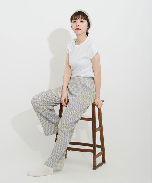 CHILD WOMAN（チャイルドウーマン）の「ギンガムブルーゼロングパンツ（その他パンツ・レディース・サックスブルー/イエロー/グリーン/ボルドー/ブラック・FREE）」の8枚目の写真