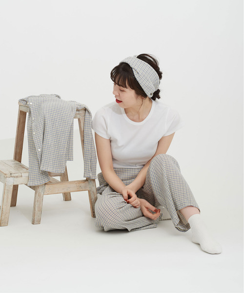 CHILD WOMAN（チャイルドウーマン）の「ギンガムブルーゼロングパンツ（その他パンツ・レディース・サックスブルー/イエロー/グリーン/ボルドー/ブラック・FREE）」の12枚目の写真