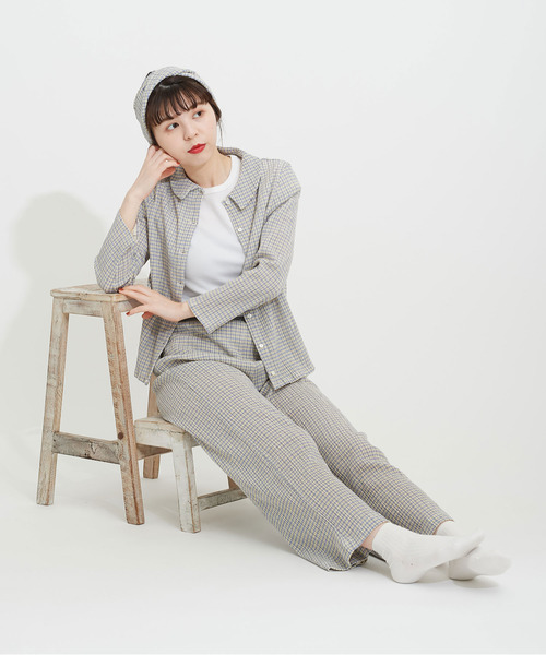 CHILD WOMAN（チャイルドウーマン）の「ギンガムブルーゼロングパンツ（その他パンツ・レディース・サックスブルー/イエロー/グリーン/ボルドー/ブラック・FREE）」の13枚目の写真