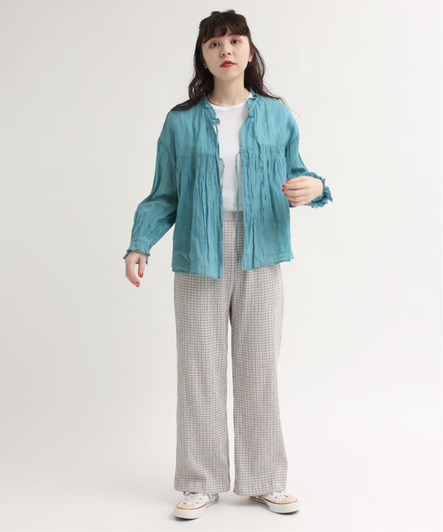 CHILD WOMAN（チャイルドウーマン）の「ギンガムブルーゼロングパンツ（その他パンツ・レディース・サックスブルー/イエロー/グリーン/ボルドー/ブラック・FREE）」の19枚目の写真