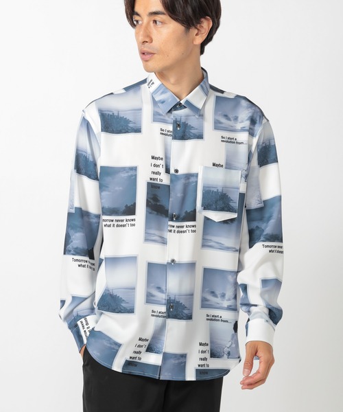 UNION STATION（ユニオンステーション）の「【ランダムパターン】フォトプリントシャツ（シャツ/ブラウス・メンズ・ホワイト/ブラック・S/M/L）」の8枚目の写真