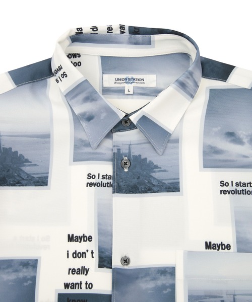 UNION STATION（ユニオンステーション）の「【ランダムパターン】フォトプリントシャツ（シャツ/ブラウス・メンズ・ホワイト/ブラック・S/M/L）」の17枚目の写真