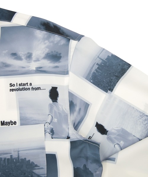 UNION STATION（ユニオンステーション）の「【ランダムパターン】フォトプリントシャツ（シャツ/ブラウス・メンズ・ホワイト/ブラック・S/M/L）」の18枚目の写真