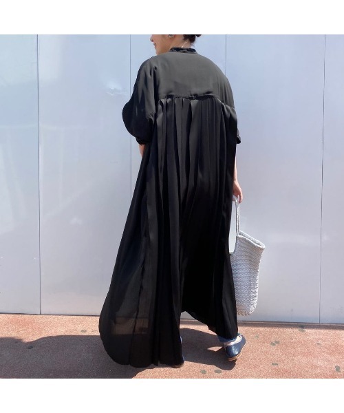 BEARDSLEY（ビアズリー）の「後ろプリーツシャツワンピース（ワンピース・レディース・ブラック/ダークグレー・FREE）」の21枚目の写真