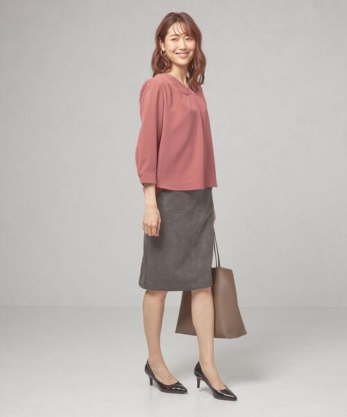 closet story（クローゼットストーリー）の「＜closet story（クローゼットストーリー）＞フェイクスエード バックジップ タイトスカート -ウォッシャブル-（スカート・レディース・ライトグレー/イエロー/ダークグレー/ライトピンク・FREE）」の9枚目の写真