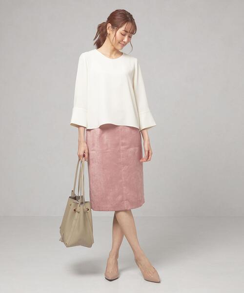 closet story（クローゼットストーリー）の「＜closet story（クローゼットストーリー）＞フェイクスエード バックジップ タイトスカート -ウォッシャブル-（スカート・レディース・ライトグレー/イエロー/ダークグレー/ライトピンク・FREE）」の6枚目の写真