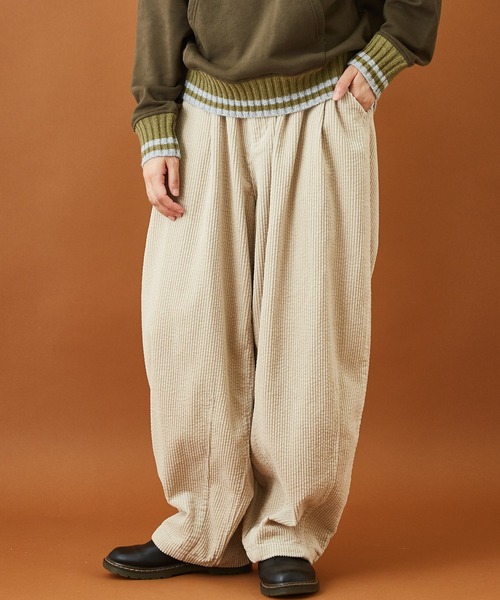 CUBE SUGAR（キューブシュガー）の「サッカーコール ダーツ コクーンパンツ（その他パンツ・レディース・ブラウン/イエロー/グリーン/ナチュラル・M）」の2枚目の写真