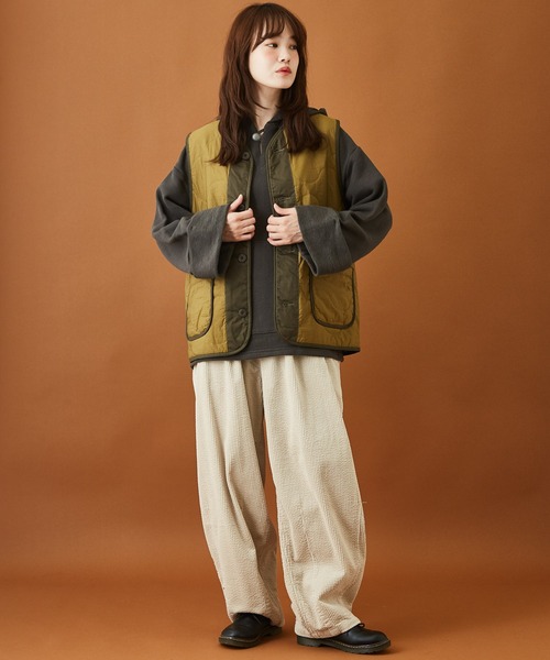 CUBE SUGAR（キューブシュガー）の「サッカーコール ダーツ コクーンパンツ（その他パンツ・レディース・ブラウン/イエロー/グリーン/ナチュラル・M）」の10枚目の写真