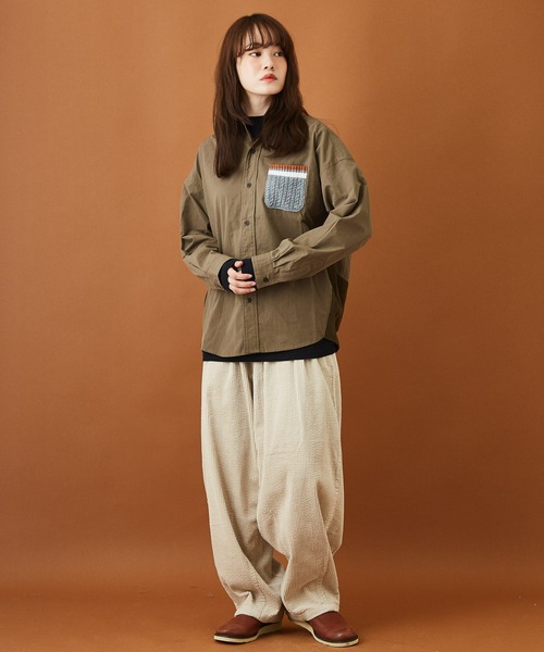 CUBE SUGAR（キューブシュガー）の「サッカーコール ダーツ コクーンパンツ（その他パンツ・レディース・ブラウン/イエロー/グリーン/ナチュラル・M）」の22枚目の写真