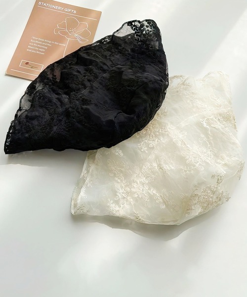 me+em select(ミームセレクト)の「シアーレース刺繍バケットハット(ハット・レディース・ブラック/ベージュ・FREE)」の10枚目の写真