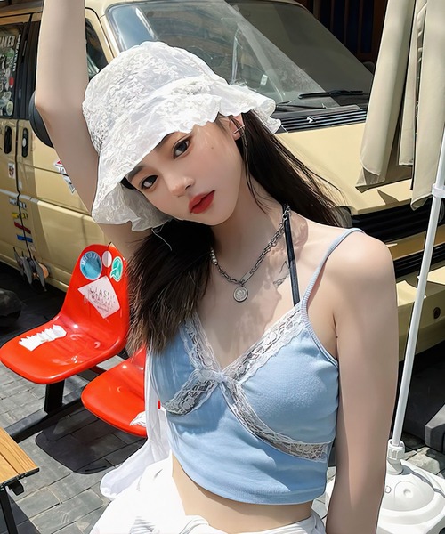 me+em select(ミームセレクト)の「シアーレース刺繍バケットハット(ハット・レディース・ブラック/ベージュ・FREE)」の5枚目の写真