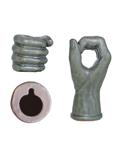 WEST VILLAGE TOKYO（ウェストビレッジトーキョー）の「AS POTTERY/WALL HAND　アズポタリー ウォールハンド（フラワーベース・レディース・ホワイト/ダークグリーン・FREE）」の3枚目の写真