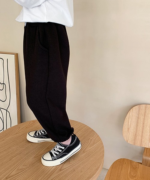 aimoha（アイモハ）の「【aimoha-KIDS-】【新作】韓国子供服 ベーシックスラックスパンツ（スラックス・キッズ・ブラック/グレー・90/100/110/120/130/140）」の3枚目の写真