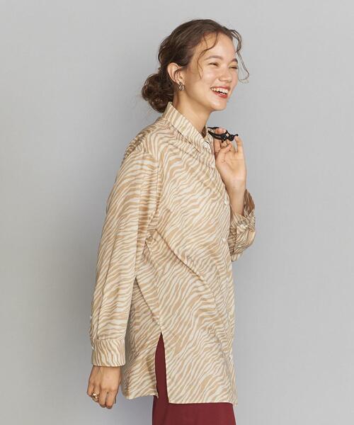 BEAUTY&YOUTH UNITED ARROWS（ビューティーアンドユースユナイテッドアローズ）の「BY ゼブラプリントレギュラー シャツ -ウォッシャブル-（シャツ/ブラウス・レディース・ライム/ベージュ/ブラック・FREE）」の9枚目の写真