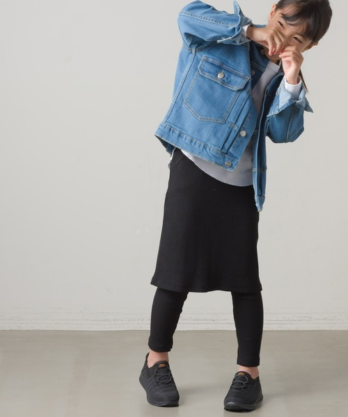 キッズ スリット入リブタイトスカート リブレギンスセット（レギンス