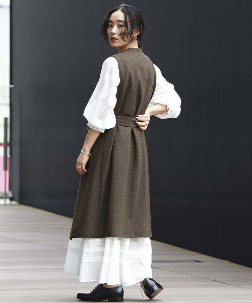 BEAMS LIGHTS（ビームスライツ）の「BEAMS LIGHTS × 長屋なぎさ / ツイード ジレ（ベスト・レディース・ブラック/ブラウン・ONE SIZE）」の3枚目の写真