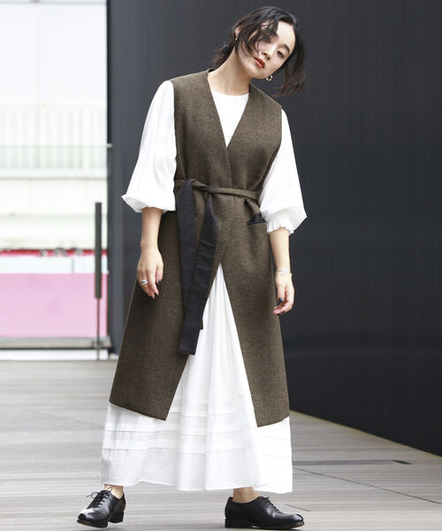 BEAMS LIGHTS（ビームスライツ）の「BEAMS LIGHTS × 長屋なぎさ / ツイード ジレ（ベスト・レディース・ブラック/ブラウン・ONE SIZE）」の4枚目の写真