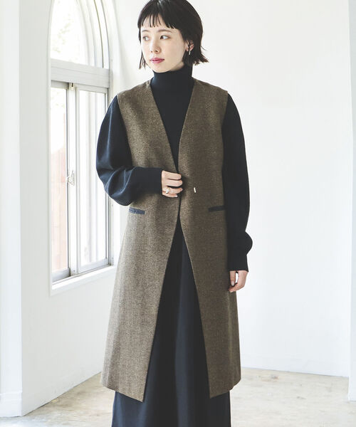 BEAMS LIGHTS（ビームスライツ）の「BEAMS LIGHTS × 長屋なぎさ / ツイード ジレ（ベスト・レディース・ブラック/ブラウン・ONE SIZE）」の19枚目の写真