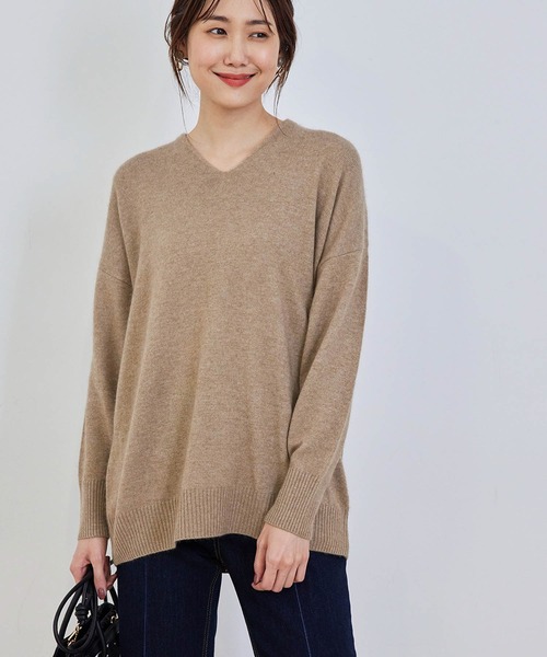 ROPE' PICNIC（ロペピクニック）の「チャイニーズラクーン混ニットロングVネックプルオーバー（ニット/セーター・レディース・オフホワイト/ブラウン/ダークラベンダー/イエロー系その他・38）」の3枚目の写真