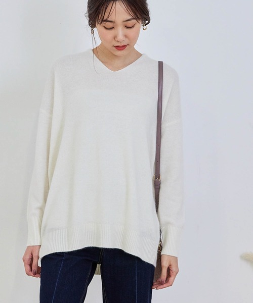 ROPE' PICNIC（ロペピクニック）の「チャイニーズラクーン混ニットロングVネックプルオーバー（ニット/セーター・レディース・オフホワイト/ブラウン/ダークラベンダー/イエロー系その他・38）」の7枚目の写真