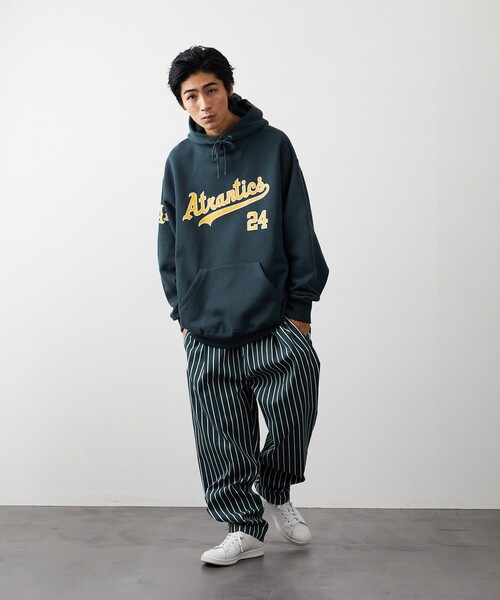 Russell Athletic（ラッセルアスレティック）の「RUSSELL ATHLETIC/ラッセルアスレチック 別注 BASEBALL COLLECTION 裏起毛スウェットフーディ（スウェット・メンズ・ブラック/ネイビー/グレー/グリーン・SMALL/MEDIUM/LARGE）」の14枚目の写真