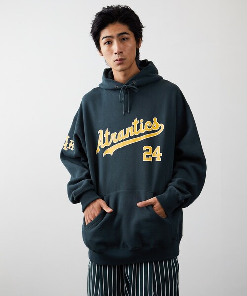 Russell Athletic（ラッセルアスレティック）の「RUSSELL ATHLETIC/ラッセルアスレチック 別注 BASEBALL COLLECTION 裏起毛スウェットフーディ（スウェット・メンズ・ブラック/ネイビー/グレー/グリーン・SMALL/MEDIUM/LARGE）」の17枚目の写真