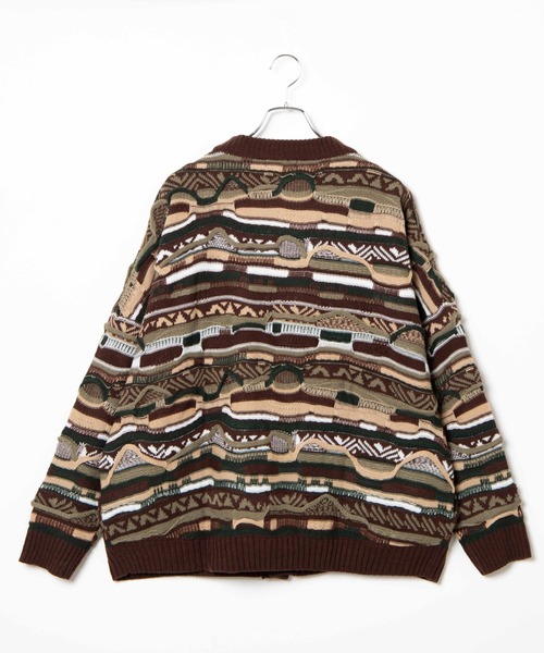 WEGO（ウィゴー）の「WEGO/総柄デザインカーディガン（カーディガン/ボレロ・メンズ・グリーン系その他/ブラック・LARGE/MEDIUM）」の4枚目の写真