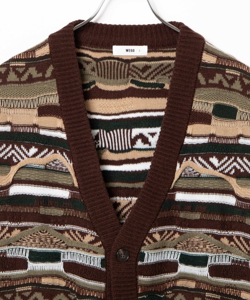 WEGO（ウィゴー）の「WEGO/総柄デザインカーディガン（カーディガン/ボレロ・メンズ・グリーン系その他/ブラック・LARGE/MEDIUM）」の5枚目の写真