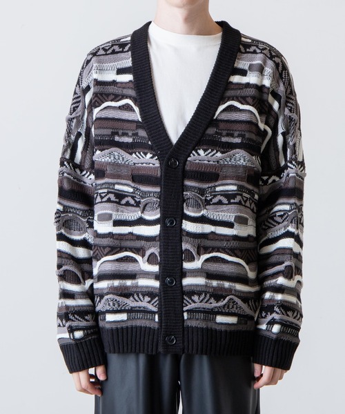 WEGO（ウィゴー）の「WEGO/総柄デザインカーディガン（カーディガン/ボレロ・メンズ・グリーン系その他/ブラック・LARGE/MEDIUM）」の13枚目の写真