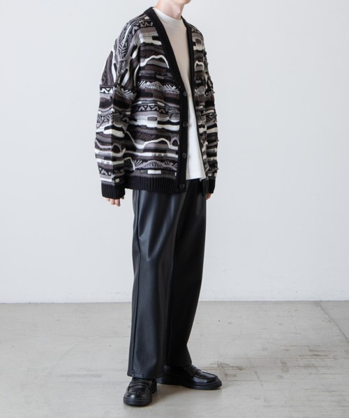 WEGO（ウィゴー）の「WEGO/総柄デザインカーディガン（カーディガン/ボレロ・メンズ・グリーン系その他/ブラック・LARGE/MEDIUM）」の9枚目の写真