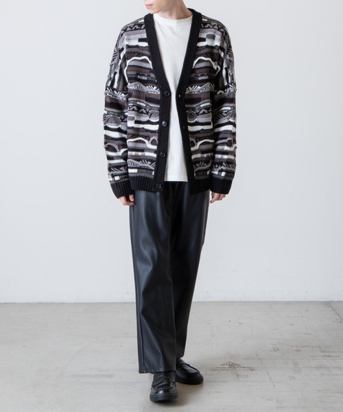 WEGO（ウィゴー）の「WEGO/総柄デザインカーディガン（カーディガン/ボレロ・メンズ・グリーン系その他/ブラック・LARGE/MEDIUM）」の7枚目の写真
