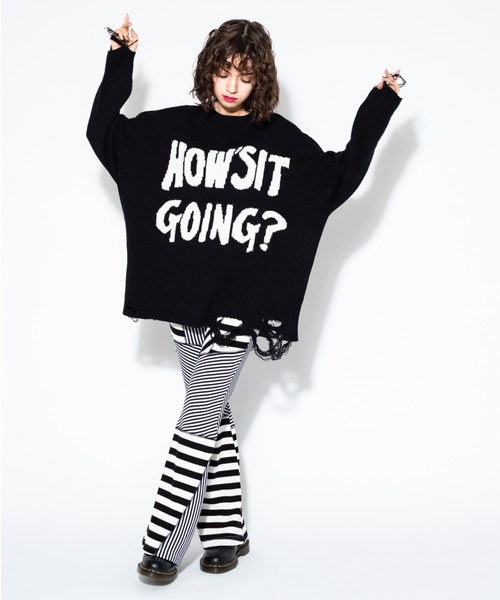 Candy Stripper（キャンディストリッパー）の「RANDOM RIB BORDER EASY FLARE パンツ（その他パンツ・レディース・ベージュ系その他/ブラック/ピンク系その他・2）」の10枚目の写真