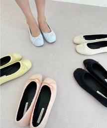 リボン ラウンドト フラット シューズ