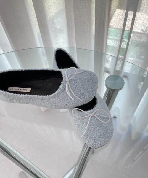 by muni:r（バイ ムニール）の「リボン ラウンドト フラット シューズ（バレエシューズ・レディース・スカイブルー/ブラック/ピンク/イエロー/アイボリー・23.0cm/24.0cm/25.0cm）」の17枚目の写真