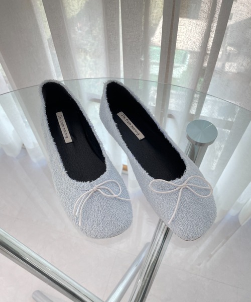 by muni:r（バイ ムニール）の「リボン ラウンドト フラット シューズ（バレエシューズ・レディース・スカイブルー/ブラック/ピンク/イエロー/アイボリー・23.0cm/24.0cm/25.0cm）」の22枚目の写真