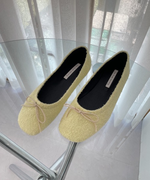 by muni:r（バイ ムニール）の「リボン ラウンドト フラット シューズ（バレエシューズ・レディース・スカイブルー/ブラック/ピンク/イエロー/アイボリー・23.0cm/24.0cm/25.0cm）」の9枚目の写真