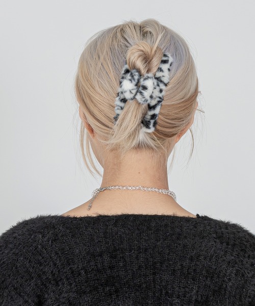 【レオパードファーリボン】ベビーヘアクリップ　キッズヘアクリップ　ヘアピン　② ꫛꫀꪝ【レオパードファーリボン】ベビーヘアクリップキッズヘア