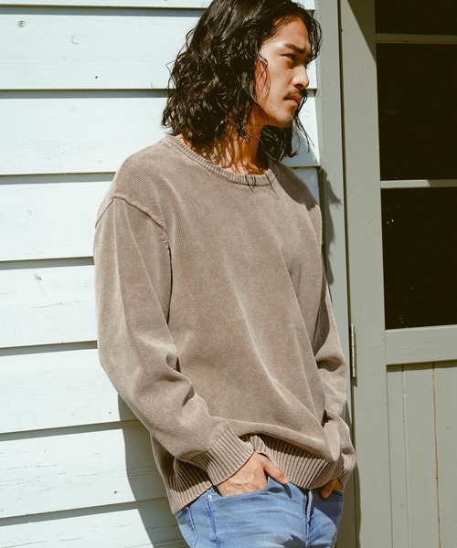 BAYFLOW(ベイフロー)の「カリフォルニアモールニットプルオーバー(ニット/セーター・メンズ・イエロー/オレンジ/ブルー/ブラウン系その他/グリーン/ピンク/チャコール/ワイン/マスタード/クリアブルー/セージグリーン・SMALL/MEDIUM/LARGE)」の3枚目の写真