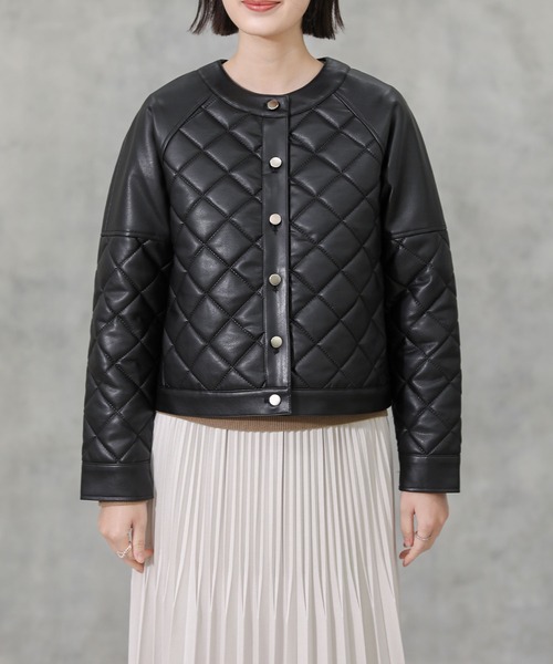 margaux（マルゴー）の「エコレザーキルトジャケット（その他アウター・レディース・ブラック・FREE）」の12枚目の写真