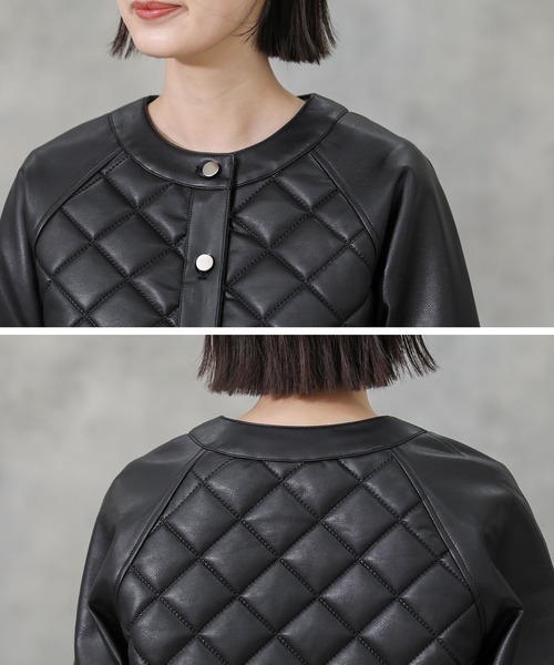 margaux（マルゴー）の「エコレザーキルトジャケット（その他アウター・レディース・ブラック・FREE）」の14枚目の写真