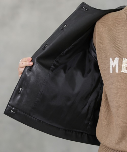 margaux（マルゴー）の「エコレザーキルトジャケット（その他アウター・レディース・ブラック・FREE）」の3枚目の写真