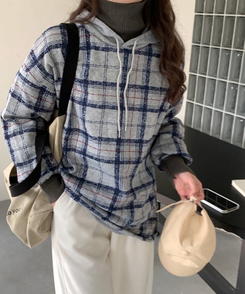 セール リブニットドッキングチェックパーカー パーカー Emi エミプラス のファッション通販 Zozotown