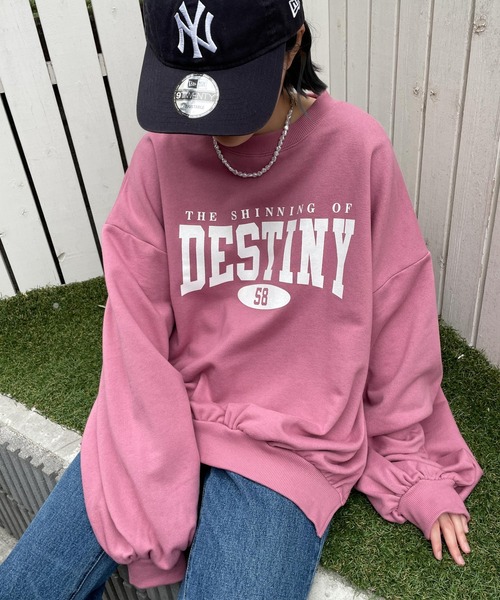 WEGO(ウィゴー)の「WEGO/バルーンシルエットロゴスウェット(スウェット・レディース・ホワイト/ブラック/サックスブルー/ピンク/オートミール・FREE)」の1枚目の写真