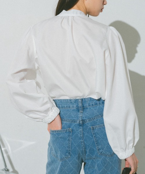 VANNIE U（ヴァニーユー）の「ダブルボウタイブラウス/前後2WAY着用可能/ボウタイアレンジでマルチWAYに（シャツ/ブラウス・レディース・ホワイト/ブルー/チェック・FREE）」の13枚目の写真