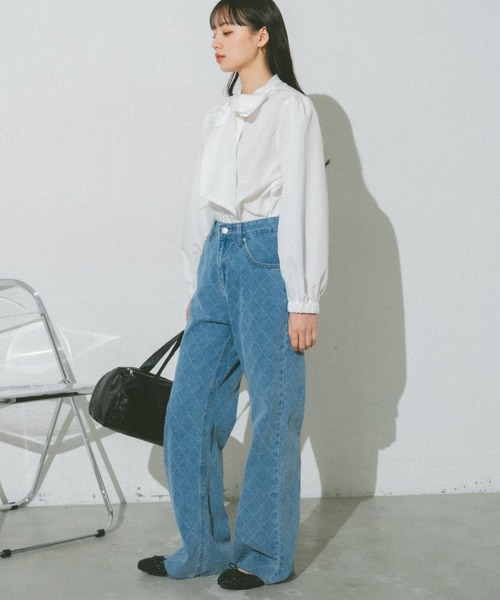 VANNIE U（ヴァニーユー）の「ダブルボウタイブラウス/前後2WAY着用可能/ボウタイアレンジでマルチWAYに（シャツ/ブラウス・レディース・ホワイト/ブルー/チェック・FREE）」の10枚目の写真