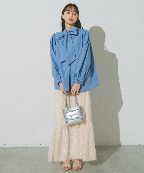 VANNIE U（ヴァニーユー）の「ダブルボウタイブラウス/前後2WAY着用可能/ボウタイアレンジでマルチWAYに（シャツ/ブラウス・レディース・ホワイト/ブルー/チェック・FREE）」の22枚目の写真