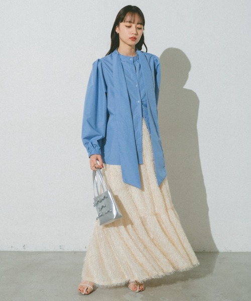 VANNIE U（ヴァニーユー）の「ダブルボウタイブラウス/前後2WAY着用可能/ボウタイアレンジでマルチWAYに（シャツ/ブラウス・レディース・ホワイト/ブルー/チェック・FREE）」の19枚目の写真