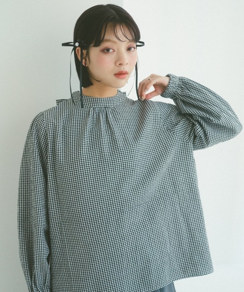 VANNIE U（ヴァニーユー）の「ダブルボウタイブラウス/前後2WAY着用可能/ボウタイアレンジでマルチWAYに（シャツ/ブラウス・レディース・ホワイト/ブルー/チェック・FREE）」の18枚目の写真