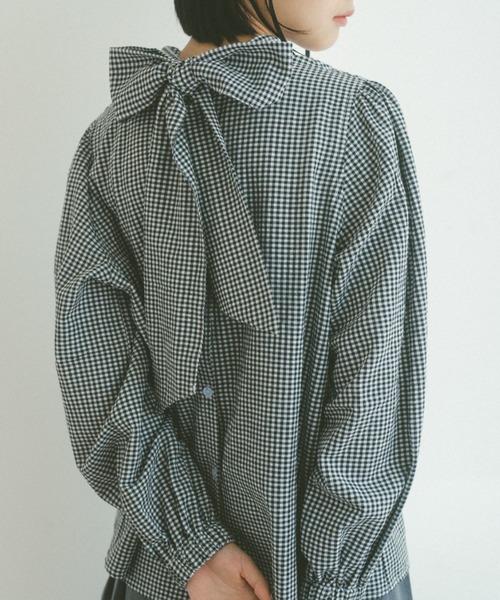 VANNIE U（ヴァニーユー）の「ダブルボウタイブラウス/前後2WAY着用可能/ボウタイアレンジでマルチWAYに（シャツ/ブラウス・レディース・ホワイト/ブルー/チェック・FREE）」の17枚目の写真