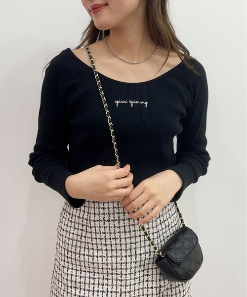 EPIMI E'PIMMY(エピミエピミー)の「アソートボートネックプルオーバー(Tシャツ/カットソー・レディース・ブラック/オフホワイト/ホワイト×ブラック・MEDIUM)」の3枚目の写真